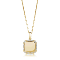 Collier pendentif carré gravable en acier inoxydable plaqué or 18 carats avec zircone cubique, plaque vierge personnalisable pour femme, cadeau de Noël