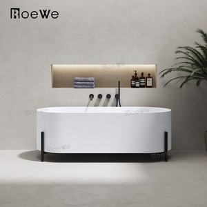 Bañera de hidromasaje de piedra de resina compuesta bañera de mármol de superficie sólida bañera de piedra artificial de 67 pulgadas con patas - Product Image 1