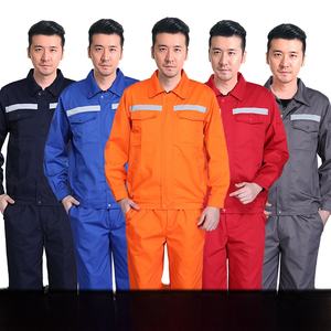 Мужской спецкостюм с длинными рукавами, износостойкий, на весну-осень, светоотражающие полоски на стройке, на заказ - Product Image 1