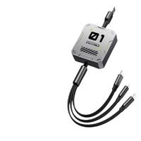 Nouveau câble de charge rapide USB Type-C rétractable 3-en-1 100W en TPE pour téléphones mobiles
