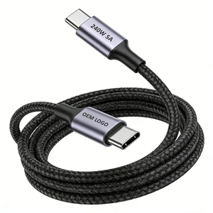 Câble USB-C de charge rapide 10 pieds, câble USB-C 48V 5A, tressé <span class=keywords><strong>sur</strong></span> mesure en usine, 1m 2m 3m, <span class=keywords><strong>chargeur</strong></span> PD3.1, câble USB-C vers USB-C 240W - Product Image 1