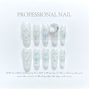 Nuovo Prodotto Lanciato, Orecchini a Perno Tridimensionali con Opale Grigio Chiaro, Diamante e Farfalla Lunare, Unghie Artigianali Indossabili - Product Image 2