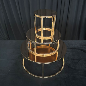 SMOOTH - Soportes Redondos de Metal Dorado para Tartas, Decoración para Fiestas de Cumpleaños, Soporte para Tartas de 3 Niveles - Product Image 3