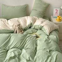 Vente en gros de linge de lit 4 pièces en pur coton 200TC, housse de couette, taie d'oreiller, drap-housse, OEM ODM OEKO TEX, taille personnalisée