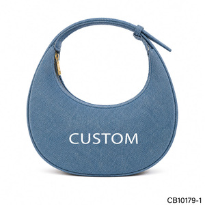 BSCI Factory Custom Denim Shoulder <strong>Bag</strong> Cowboy Underarm <strong>Bag</strong> Women's New Fashion French <strong>Patchwork</strong> Hobo <strong>Bag</strong> - Product Image 1