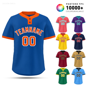 Maillots de baseball personnalisés de haute qualité à col en cœur de poulet, respirants et imprimés, grandes tailles - Product Image 3