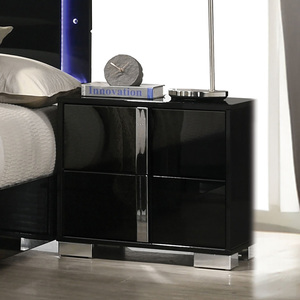 โต๊ะข้างเตียงสีดำทันสมัยพร้อมขาโครเมียมเคลือบยูวีสำหรับห้องนอน - Product Image 5