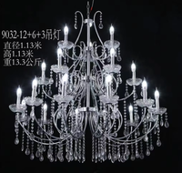 Lustres en cristal métalliques modernes de luxe, lustre suspendu contemporain LED IP55, luminaire de plafond pour mariage, 5 étages (16 lumières)