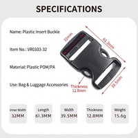 Boucle de serrage réglable en plastique antidérapante pour sangle de sac, 20mm, 25mm, 32mm, 38mm, 51mm, en POM, vente en gros usine