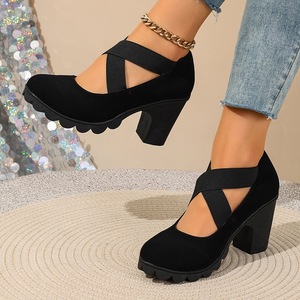 <span class=keywords><strong>Scarpe</strong></span> con Tacco Alto Antiscivolo OEM/ODM, <span class=keywords><strong>Scarpe</strong></span> Casual da <span class=keywords><strong>Donna</strong></span> Europee con Lacci Incrociati, Stile Retrò con Suola Spessa - Product Image 1