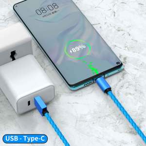 Colorido tejido trenzado de cuero de la PU de USB2.0 toType-C 8pin de velocidad de carga del teléfono Cable de Micro Usb - Product Image 3