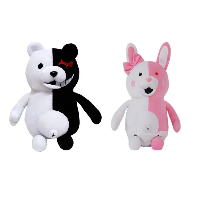Urso de pelúcia macio para crianças, 25cm, danga ronpa super danganronpa 2 monokuma, brinquedo de pelúcia preto & branco, animal de pelúcia, presente de natal