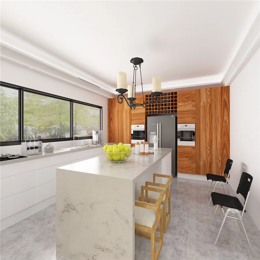 Бесплатный трехмерный кухонный дизайн, Шкафы I-образной формы и Органайзеры для кладовой, кухня с длинным островом