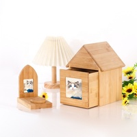 Útil Urna para Mascotas en Forma de Casa de Madera Maciza, Sellada a Prueba de Humedad, Caja Conmemorativa para Cremación, Suministro Funerario
