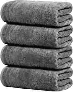 Lot de 4 serviettes de bain tissées extra larges 30 x 60 pouces 100% coton pour usage domestique, plus grandes, plus légères, séchage rapide, super douces et absorbantes - Product Image 1