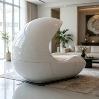 Fauteuil de relaxation moderne avec lumière LED, chaise longue inclinable de luxe en fibre de verre en forme d'œuf pour le bureau et la maison