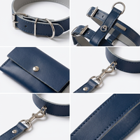 Ensemble de harnais de luxe en cuir pour chien avec laisse mains libres à porter en bandoulière, collier réglable pour animal de compagnie et pochette pour sacs de déjections – Vente en gros