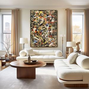 Peinture à l'huile abstraite encadrée, peinte à la main sur toile, pour la décoration minimaliste d'entrée et de couloir - Product Image 5