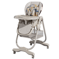 Chaise haute réglable pour bébé, pliable, inclinable, siège d'alimentation pour tout-petit, double plateau, sac de rangement, repas