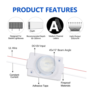 Módulo LED SMD de una sola lente ABS 2835, 1.5W, 12V, 45*15 °   Módulo de Caja de Luz LED para Publicidad Exterior con Ángulo de Visión Lateral - Product Image 5