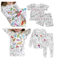 Pyjamas pour enfants à personnaliser avec des figurines, pyjamas DIY pour enfants, ensembles de vêtements adorables pour filles, pyjamas imprimés à colorier soi-même