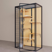 ZMaker luxe grand intérieur Cage pour animaux de compagnie respirant en bois chat Villa nid lit solide motif affichage chat vitrine chatterie maison