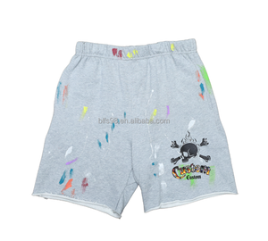 Pantalones Cortos de Algodón para Hombre con Estampado Personalizado de Calaveras, Cintura Elástica, Casuales, Transpirables, Gris Azul - Product Image 2