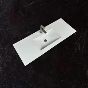 Lavatório de cerâmica para banheiro branco de tamanho longo para venda Pia moderna para banheiro