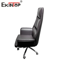 Mobilier de bureau Ekintop Manufacture à dossier haut pour bureau de direction Chaise de bureau ergonomique rotative en cuir, pivotante et réglable
