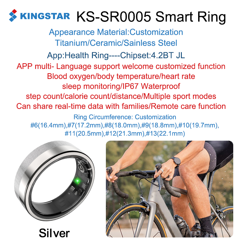Silver KINGSTAR-SR0005-AI health-sleep-fitness-smart-ring