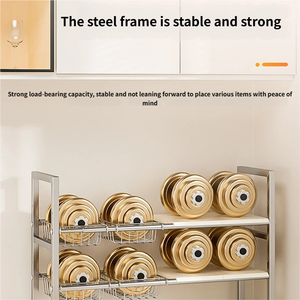Étagère <span class=keywords><strong>de</strong></span> rangement multifonctionnelle pour cuisine, en acier inoxydable épaissi, extensible, double couche, imperméable, à poser sous l'évier, sur le comptoir - Product Image 6