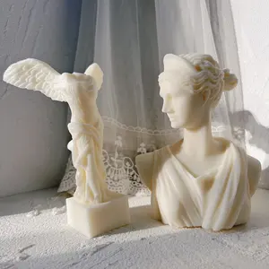 Samothrac ailé victoire bougie moule grec Statue déesse Silicone moule ailé ange Figurine Sculpture Art cire bougies moule