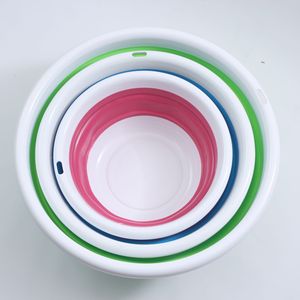 Foldable Portable Wash <b>Basin</b> Plastic <b>Round</b> Green Red Blue For Outdoor Baby Vegetable Fruit Use - Product Image 3
