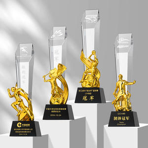 JN cerimonia professionale oro argento rame resina trofeo di alta qualità eccellente premio del personale trofeo di cristallo - Product Image 4