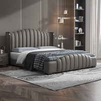 Vente en gros de lits modernes de luxe populaires pour chambre à coucher, avec cadre de lit king size et rangement, en bois, en promotion