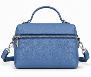 Ladies Chic Crossbody Blue Handbag Full Grain Calf Leather Satchel <b>Purse</b> - Product Image 5