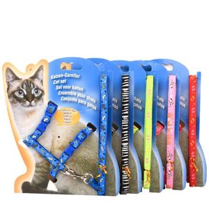 Niedliches Muster Umweltfreundliches Langlebiges Polyester-Haustiergeschirr-Set Verstellbares Halsband und Brustgurt für Katzen-Spaziergänge - Product Image 1