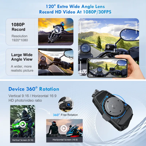 2人のライダー500M BTオートバイヘルメットインターホンヘッドセットBTワイヤレス通信インターホンバイクカメラDashcam - Product Image 5