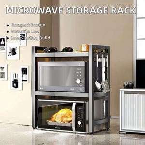 Estante Moderno para Horno de Microondas, Tipo Doble Independiente, Multifuncional, Plegable, de Metal, para el Hogar, de Fácil Instalación - Product Image 2