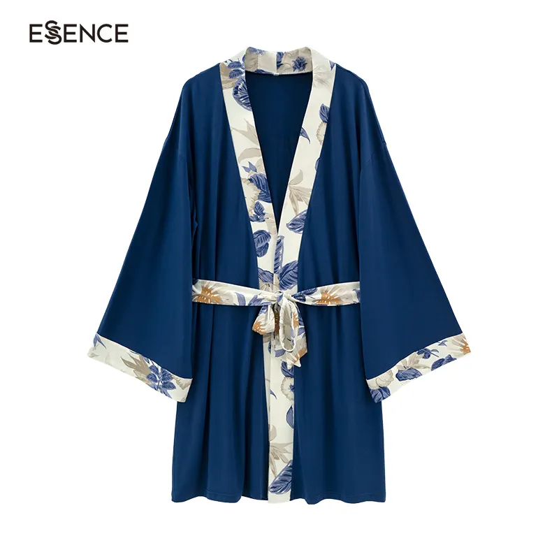OEM ODM дышащий бамбуковый вискозный банный халат, женский халат-кимоно с цветочным принтом
