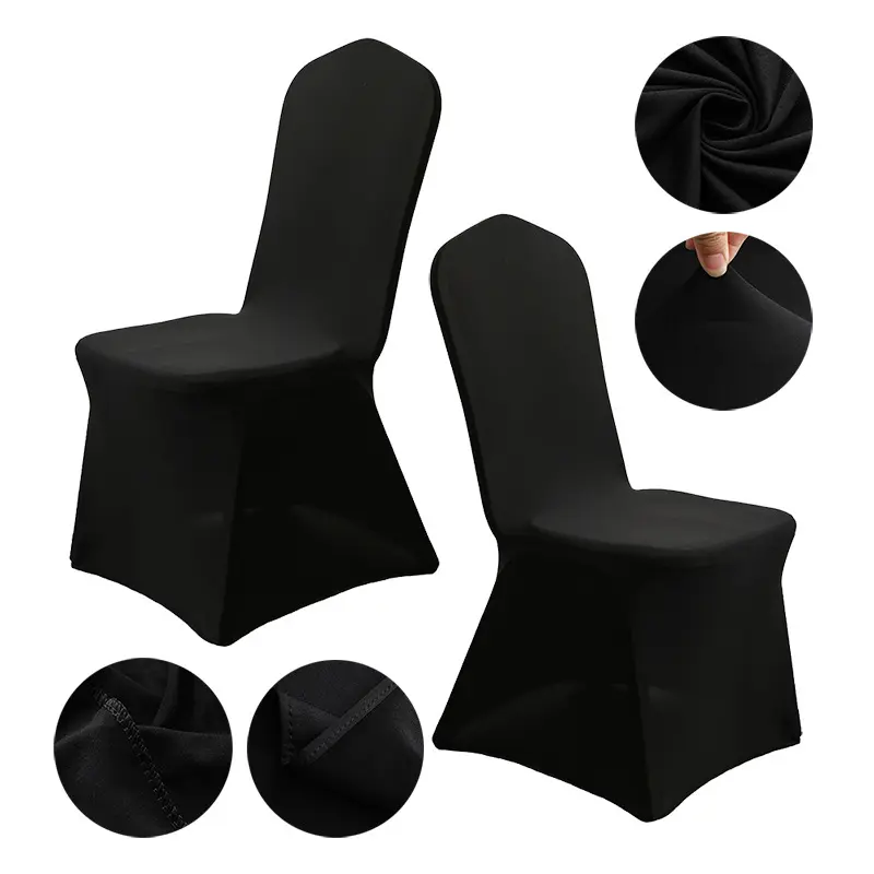 Funda de LICRA para silla, cubierta de color negro liso para sillas de boda