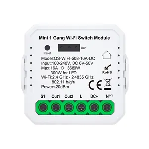 16a Droog Contact Wifi Relay Switch Module Dc 12/24V Ac 100-240V Werk Met Alexa Google Home Automatic On Off Schakelaar Wireless