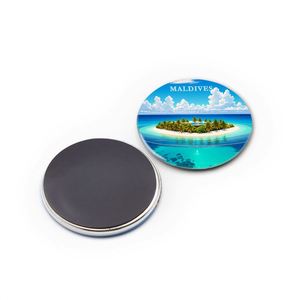 Photo Silk Screen Printed Paper Country Colombia Maldives Circle Button Souvenir <b>Fridge</b> Magnets Fashion - Product Image 2