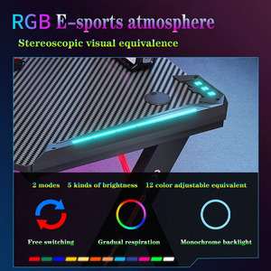 Nhà văn phòng Gamer bảng thiết lập máy tính màu đen bàn với hình chữ x Chân kim loại bền Led Light & RGB tính năng - Product Image 3