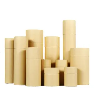 Custom Eco Vriendelijke Kartonnen Cilinder Kraftpapier Ronde Doos Lege Biologisch Afbreekbaar Craft Kartonnen Dozen Verpakking Buizen
