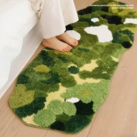 Tapis de sol en peluche épais, motif mousse forestière, pour chambre à coucher, lavable en machine