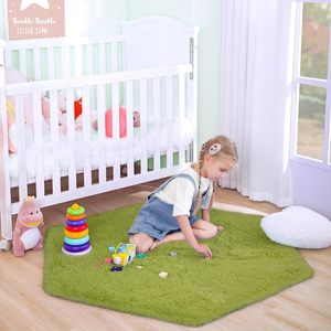 Alfombra de Juego Hexagonal con Diseño de Castillo de Princesa - 4.6x4 Pies, Alfombra Infantil Antideslizante, Suave y Afelpada, para Decoración de Habitación de Niñas - Product Image 1