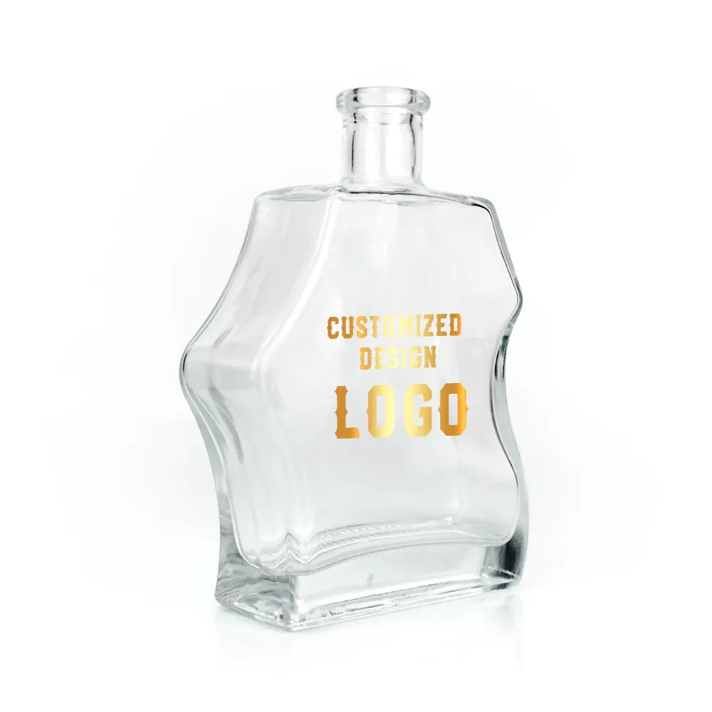 Botellas de vidrio con forma de 450ml Botellas de vino tinto Botellas de whisky de vidrio se aceptan personalizadas