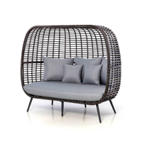 Fauteuil œuf de jardin moderne en rotin, tressé à la main, double place, pour extérieur, mobilier de balcon, canapé lounge de patio, grande chaise
