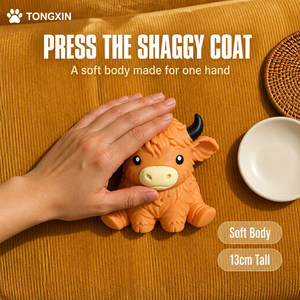 Vache Mignonne en Silicone, Vache des Highlands, Animal de Ferme, Balle Anti-Stress, Vente en Gros, OEM, Logo Personnalisé, 2 Couleurs, Jouets à Presser, Squishies TONGXIN - Product Image 3